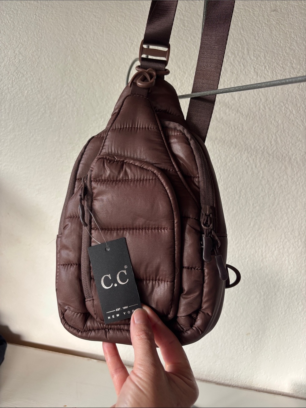 C.C Quilted Brown Men’s Sling Belt Bag